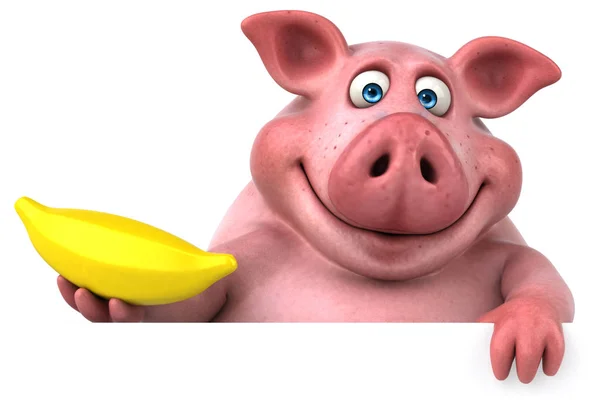 Personnage de dessin animé tenant banane — Photo