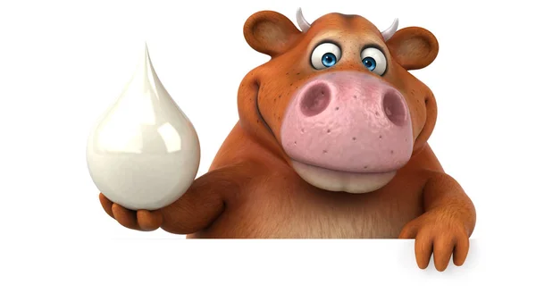 Kráva drží kapku mléka — Stock fotografie