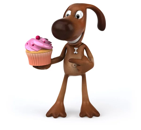 Characrer desenhos animados segurando cupcake — Fotografia de Stock