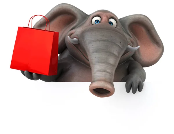 Grey elephant shopping bag — Stock Photo, Image