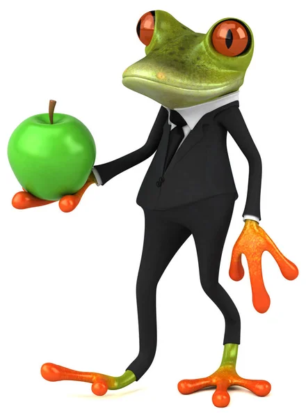 Kreskówka characrer gospodarstwa apple — Zdjęcie stockowe