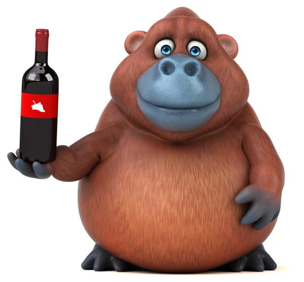 Personagem de desenho animado segurando vinho — Fotografia de Stock