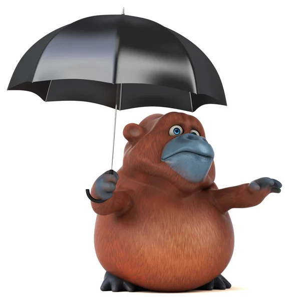 Весёлый орангутанг с зонтиком — стоковое фото