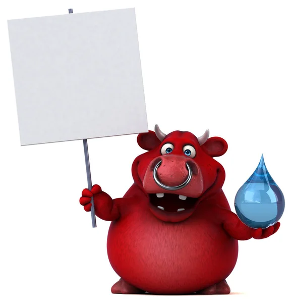 Красный бык держит каплю воды — стоковое фото