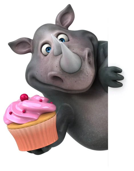 Cartoon characrer holding cupcake — Stockfoto