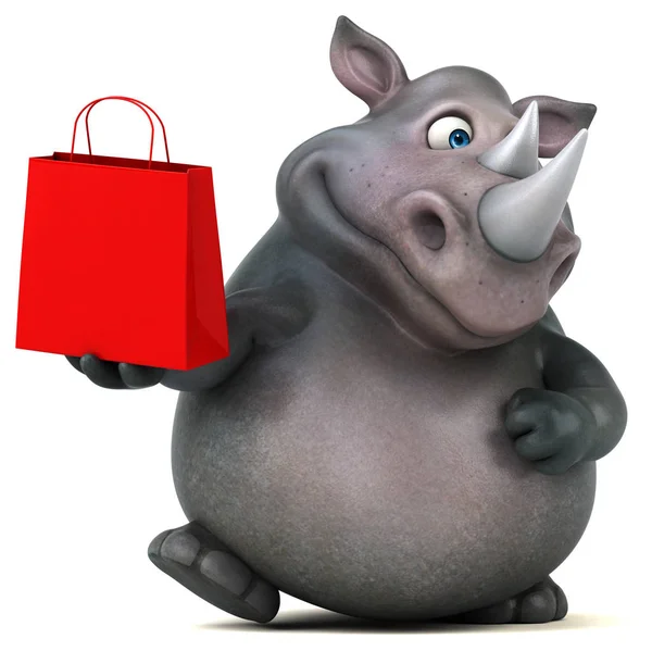 Kul noshörning shoppingväska — Stockfoto