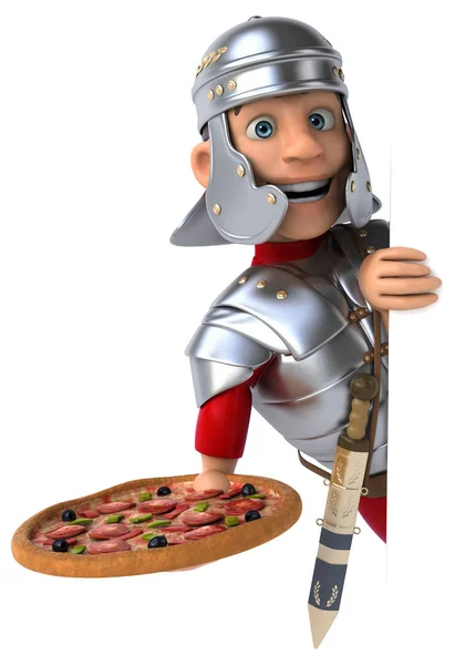 Żołnierz gospodarstwa pizza — Zdjęcie stockowe
