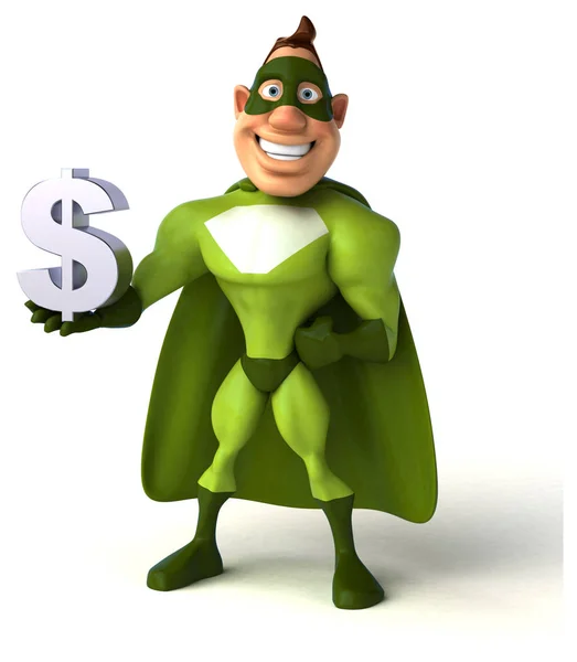 Supereroe in possesso di dollaro — Foto Stock
