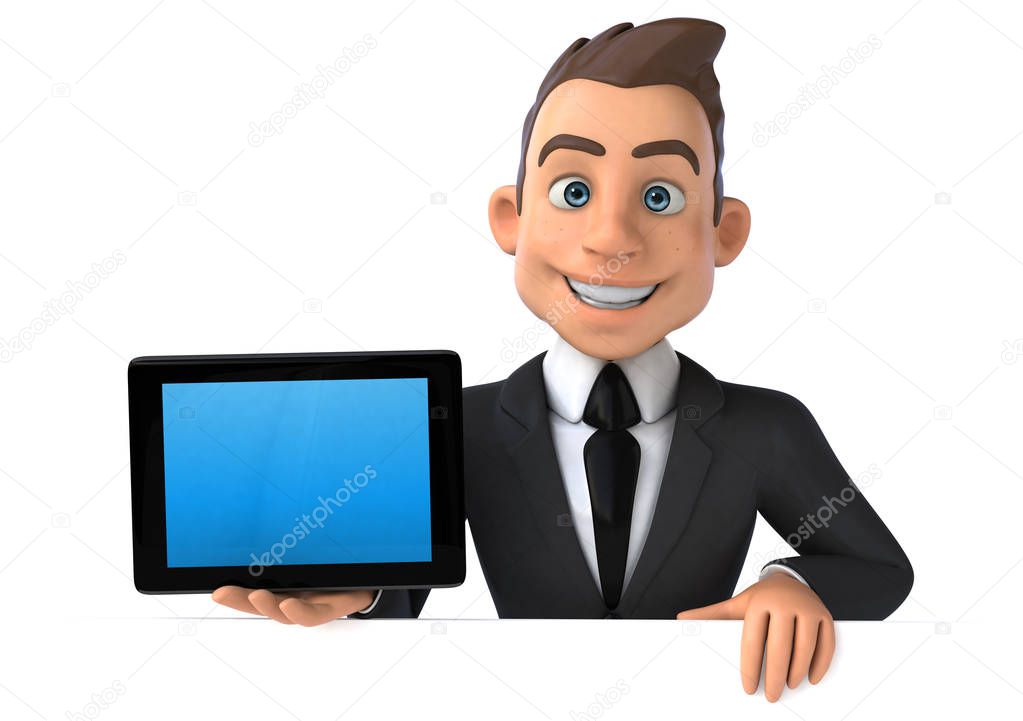 businessman holding tablet