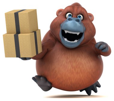 kutuları tutarak çizgi film karakteri