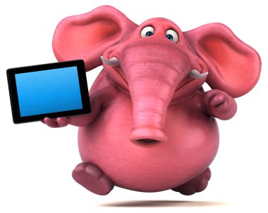  çizgi film karakteri holding tablet 