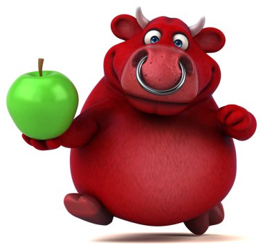 çizgi film karakteri holding elma