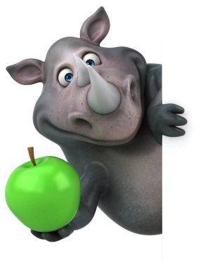 çizgi film karakteri holding elma