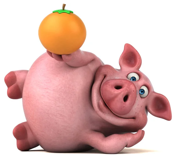 Personaje de dibujos animados sosteniendo naranja — Foto de Stock