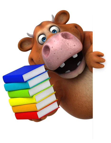 Cartoon character holding books — Stock Photo, Image