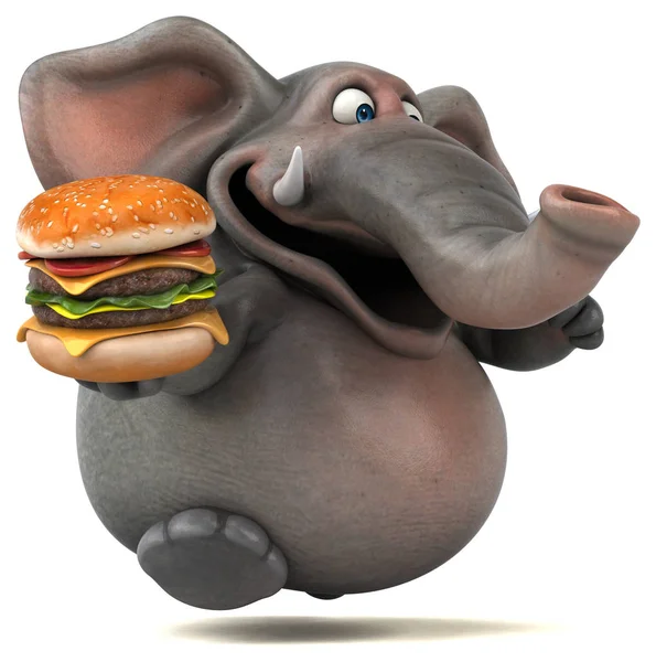 komik karikatür karakter holding hamburger 