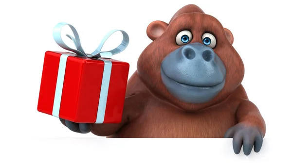 Cartoon character holding gift — Stock Photo, Image