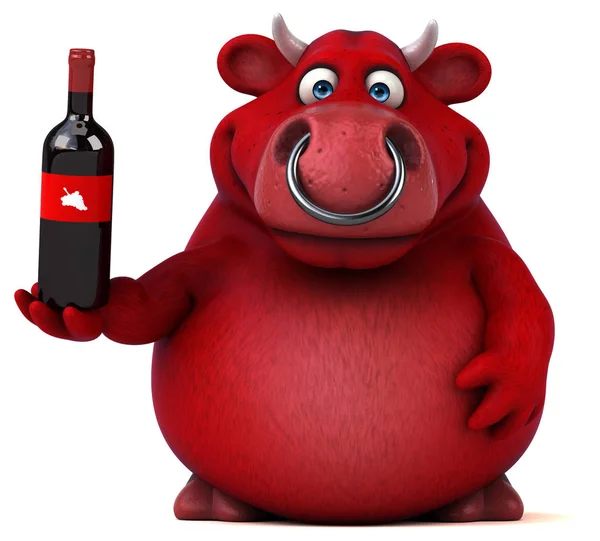 Personagem de desenho animado segurando vinho — Fotografia de Stock