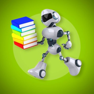  Robot holding kitaplar 