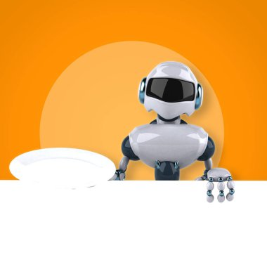  Robot holding plate   clipart