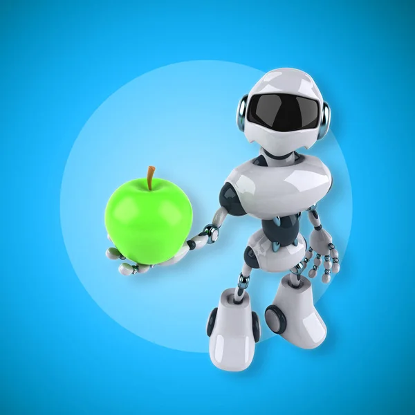 Robot holding elma — Stok fotoğraf