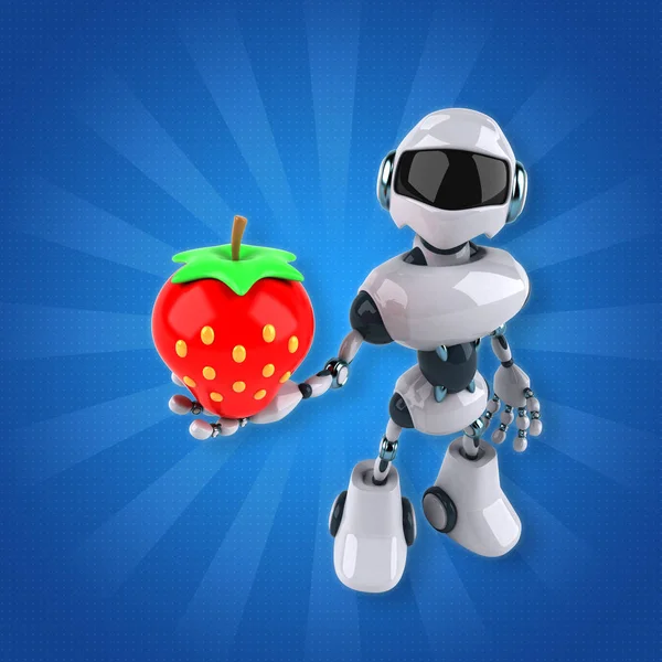 Robot segurando morango — Fotografia de Stock