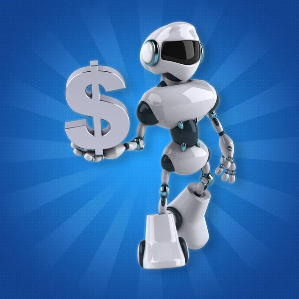 Robot hospodářství dolar — Stock fotografie