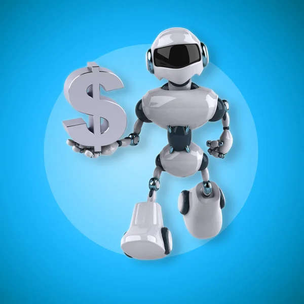 Roboter hält Dollar — Stockfoto