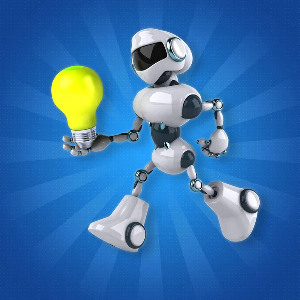 Robô segurando lâmpada — Fotografia de Stock