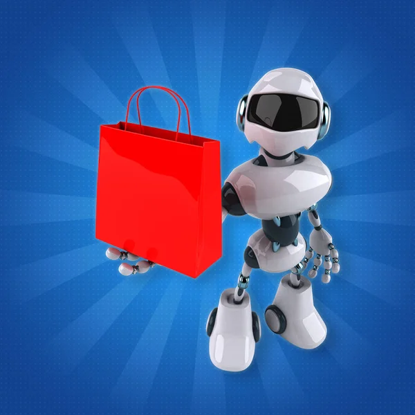 Robot segurando saco — Fotografia de Stock