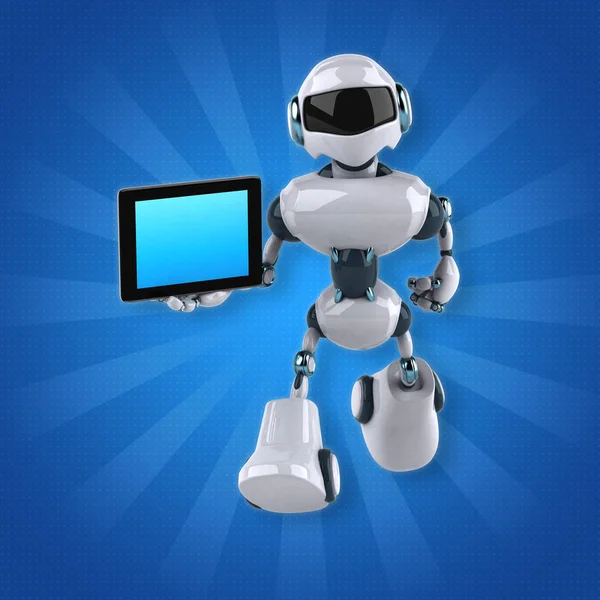 Robot holding tablet — Stok fotoğraf