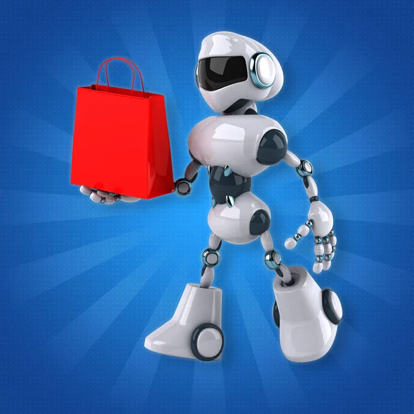 Robot innehav väska — Stockfoto