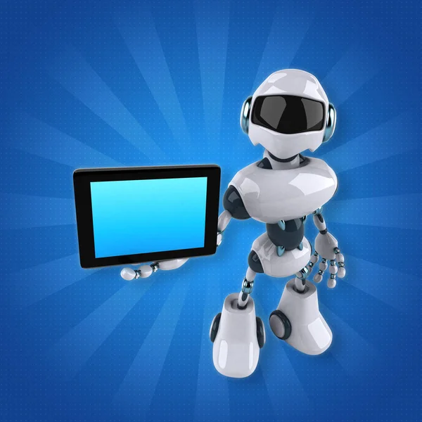 Robot bedrijf tablet — Stockfoto