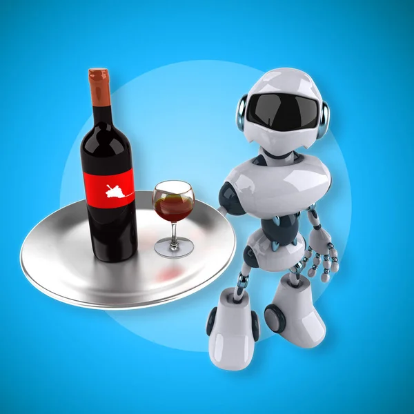 Robot segurando vinho — Fotografia de Stock