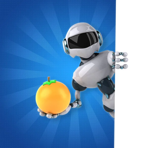 Roboter mit Orange — Stockfoto