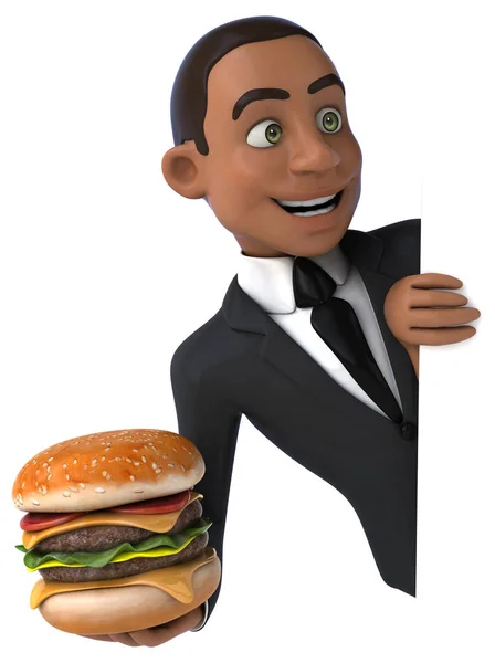 Бизнесмен, владеющий гамбургером — стоковое фото