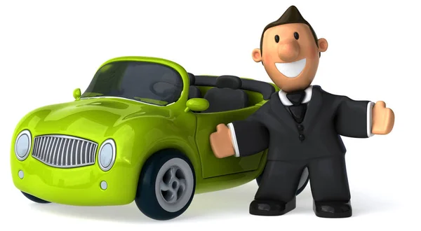 Смешной бизнесмен и автомобиль — стоковое фото
