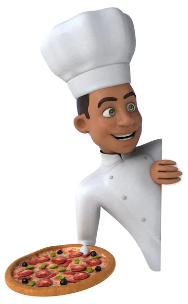 Chef holding pizza — Stock Photo, Image