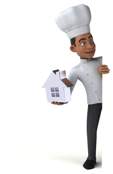 Chef holding house — Stock Photo, Image