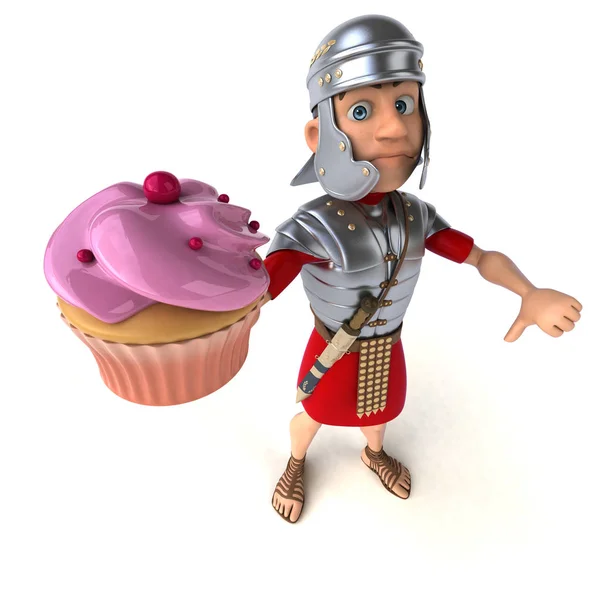 Soldat innehav cupcake — Stockfoto