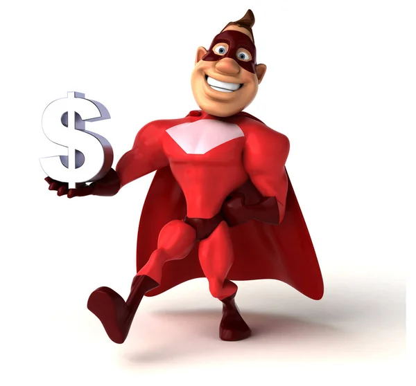 Супергерой держит доллар — стоковое фото