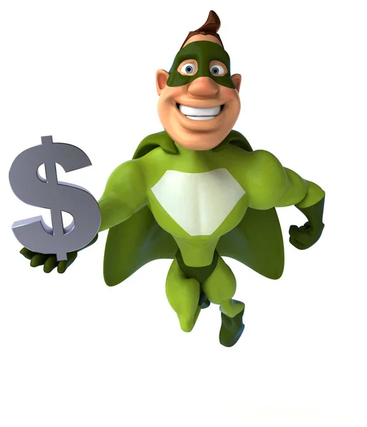 Super-herói segurando dólar — Fotografia de Stock