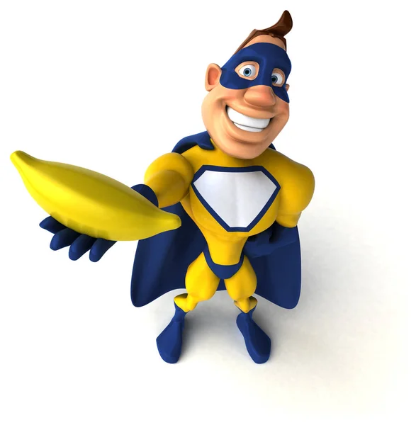 Superhero gospodarstwa banana — Zdjęcie stockowe