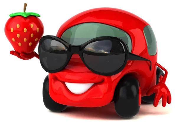 Auto mit Erdbeere — Stockfoto