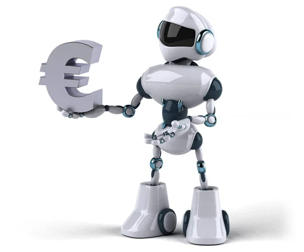 Robot holding euro — 图库照片