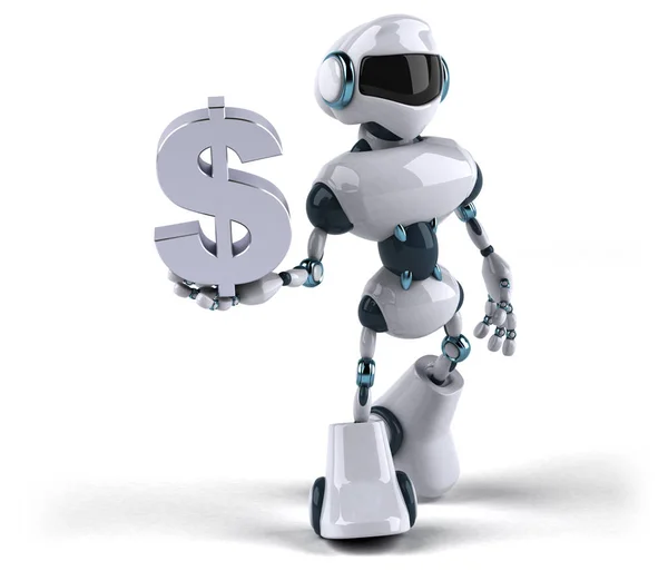 Robot segurando dólar — Fotografia de Stock