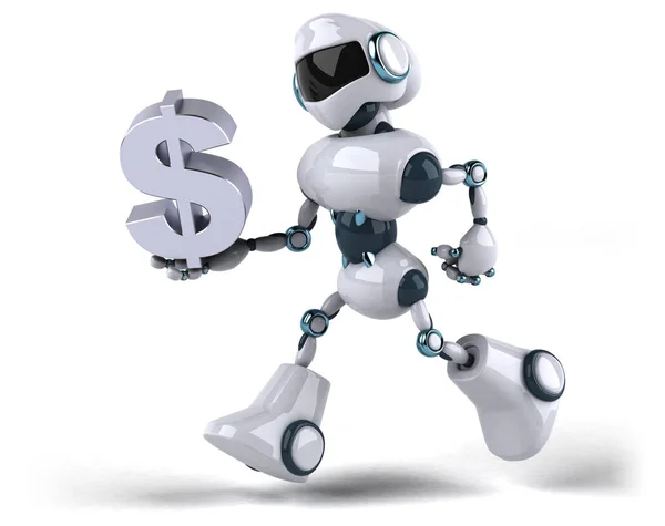 Roboter hält Dollar — Stockfoto