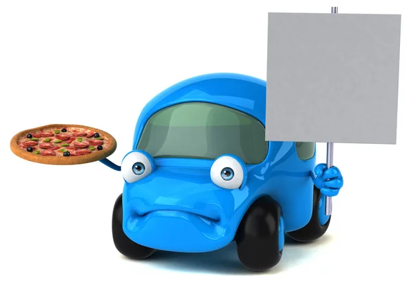 Auto mit Pizza — Stockfoto