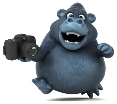 Komik karikatür karakter holding kamera 