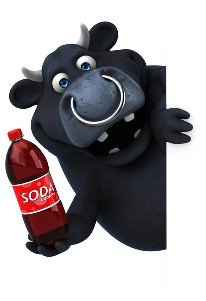 Divertido personaje de dibujos animados sosteniendo soda — Foto de Stock
